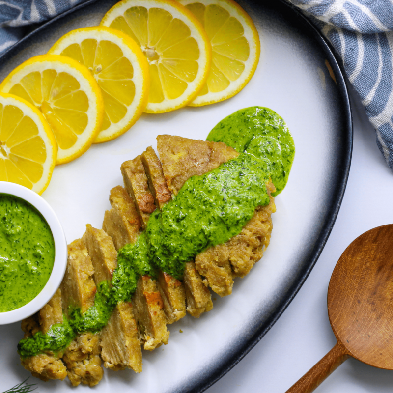 Vegan Chicken with Lemon & Dill Sauce